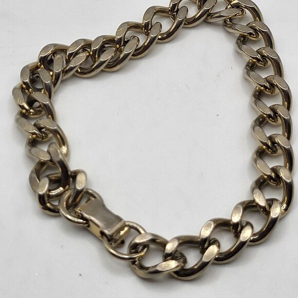 Chunky Golden Curb Chain Bracelet Box Clasp - Picture 3 of 4